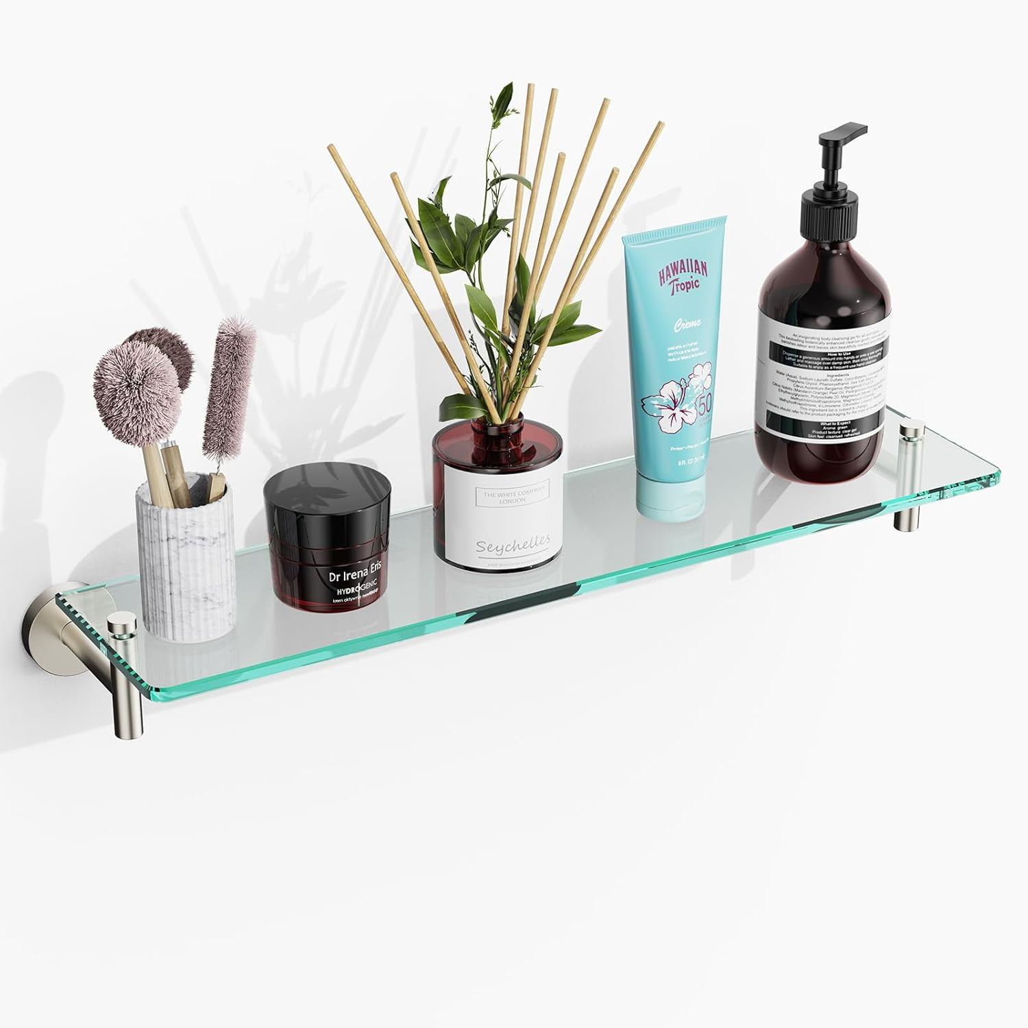 Glass Shelves For Bathroom,20-Inch Brushed Nickel Floating Shelf ... in Creating Visual Appeal with Loft Bathroom Glass Shelf Brushed Chrome Installations