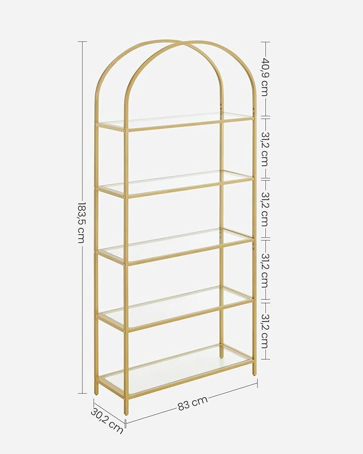 Golden Glass Shelving Unit For Your Home Decor inside Designer Ii 20.13" Glass Shelf