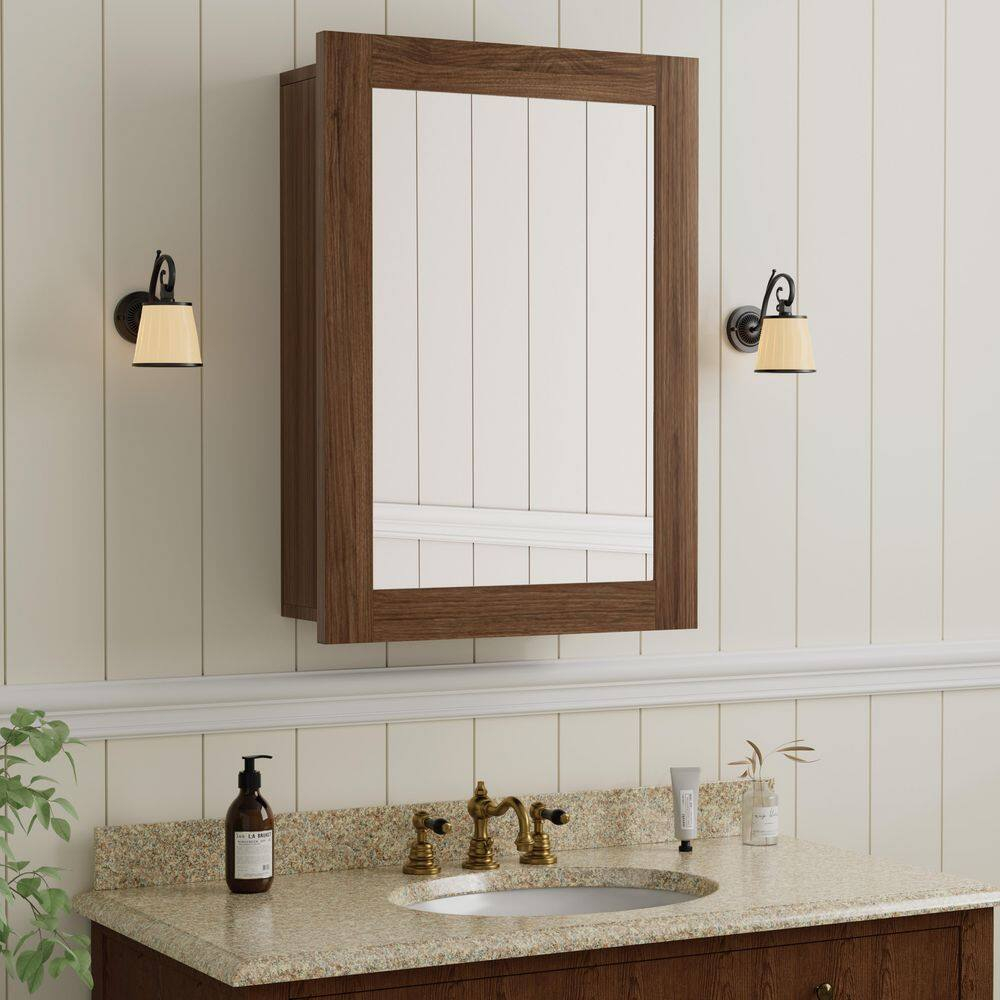 Hbezon Tara 24 In. W X 30 In. H Rectangular Wood Medicine Cabinet With ... intended for Choosing the Right Tara Wall Cabinet for Your Kitchen or Bathroom