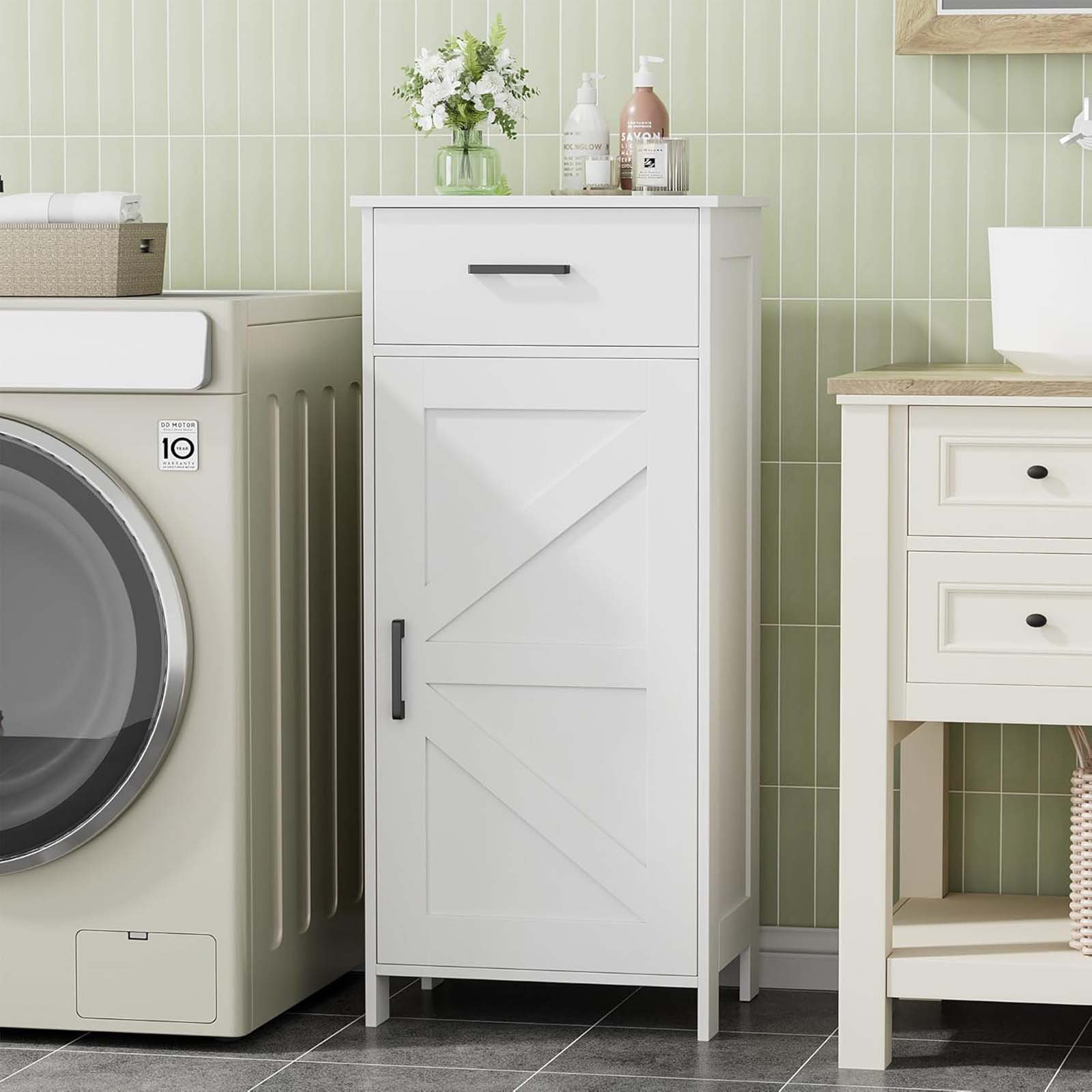 Highland Dunes 35.4" H Bathroom Cabinet With Drawer, Bathroom ... for Dune Farmhouse Bathroom Storage Organizer, White