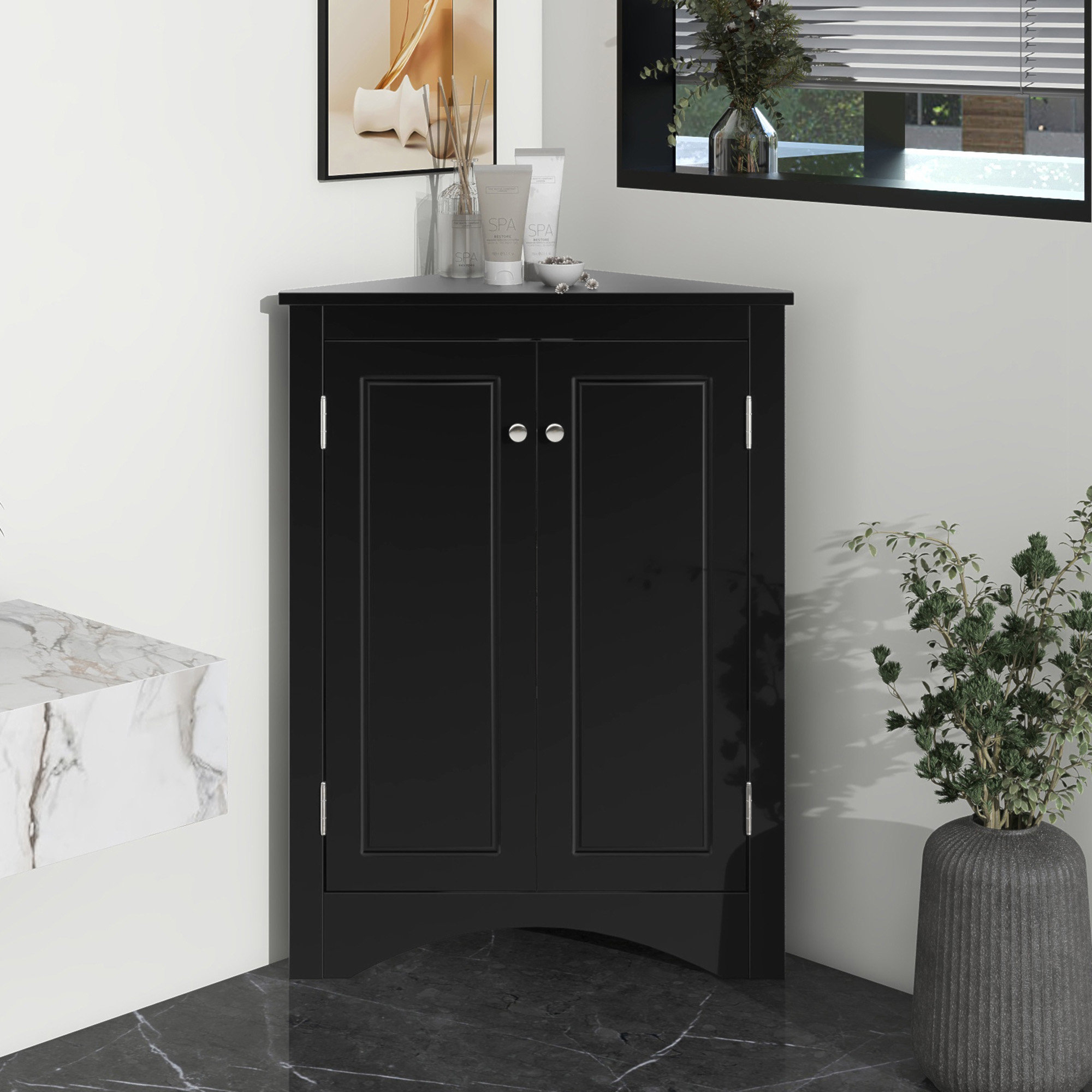 Hlilish Triangle Bathroom Storage Cabinet With Adjustable Shelves ... with regard to Building smarter bathroom storage with strategic triangular layouts
