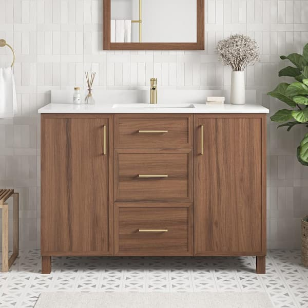 Home Decorators Collection Bilston 48 In. Single Sink Spiced Walnut ... for Understanding the Benefits of Walnut Finish in Bathroom Vanities
