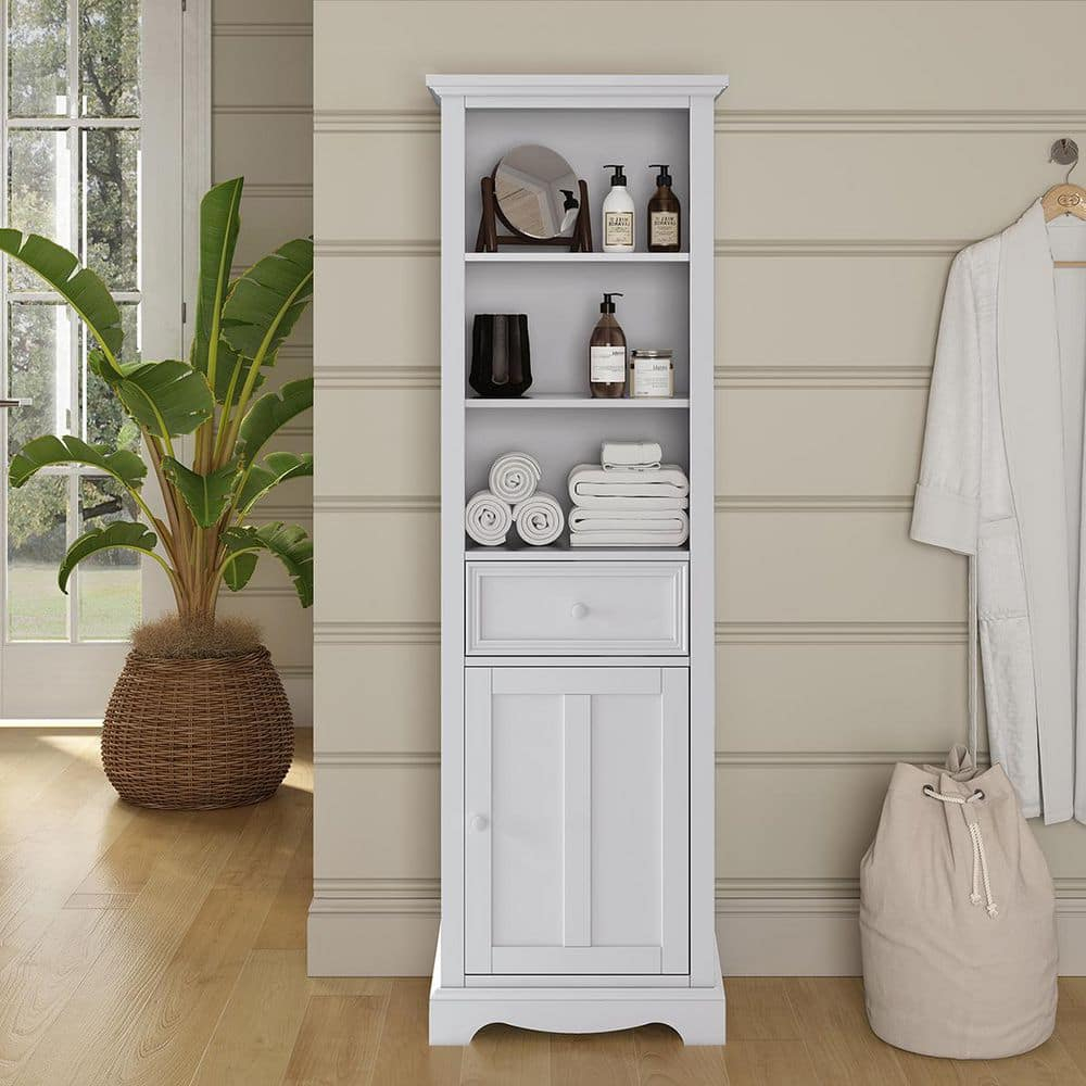 Home Decorators Collection Fremont 20 In. W X 14 In. D X 65 In. H White ... for Wlf2121 Linen Cabinet, White