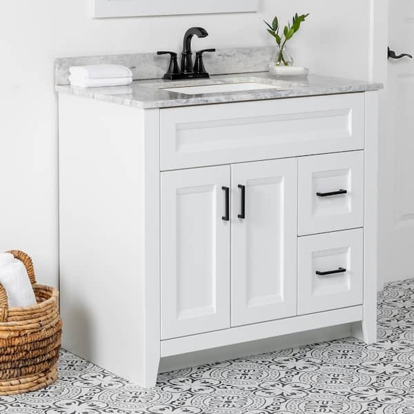 Home Decorators Collection Ridge 36 In. W X 22 In. D X 34 In. H Bath ... in Designing with simplicity timeless white vanity cabinets