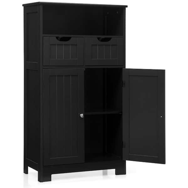 Honey Joy Black Wooden Floor Storage Cabinet For Livingroom Bathroom ... inside Creating clutter-free bathrooms with strategic storage