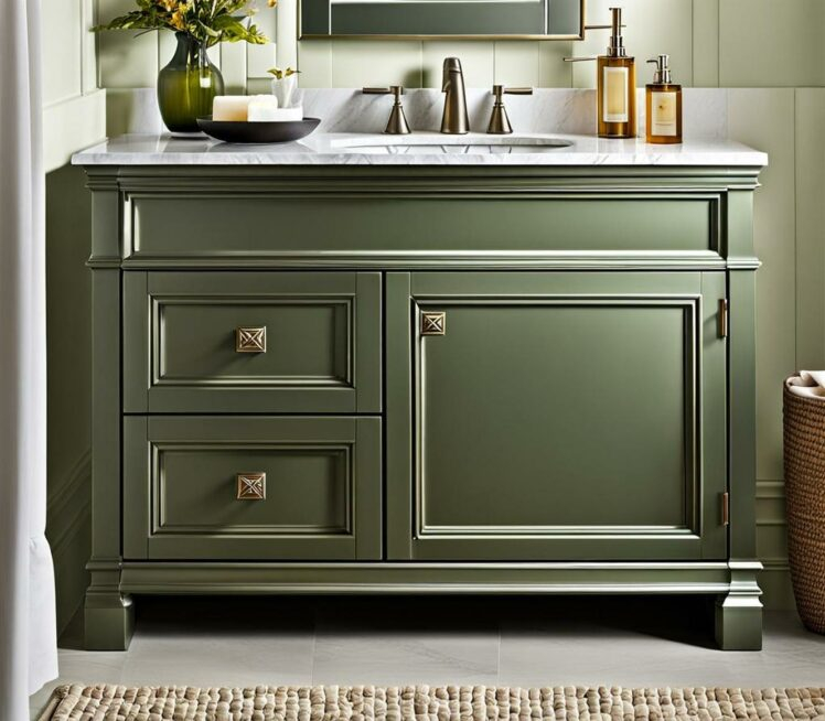 How To Pull Off A Pewter Green Vanity In Your Bathroom Remodel ... regarding How to Choose the Right Bathroom Vanity for Your Space