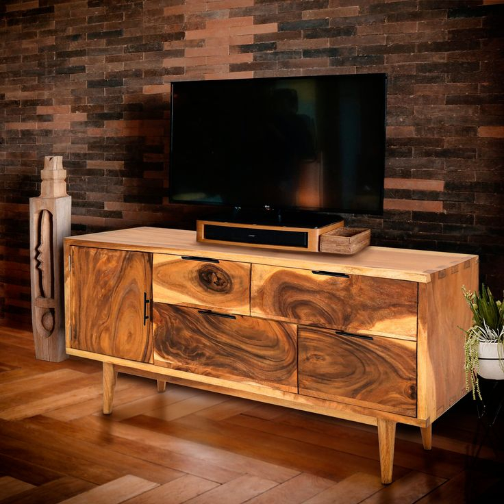Italica Live Edge Suar Wood Cabinet/Dresser With 1 Door/4 Drawers pertaining to How Misun Suar Wood Creates Unique Bathroom Linen Cabinets with Character