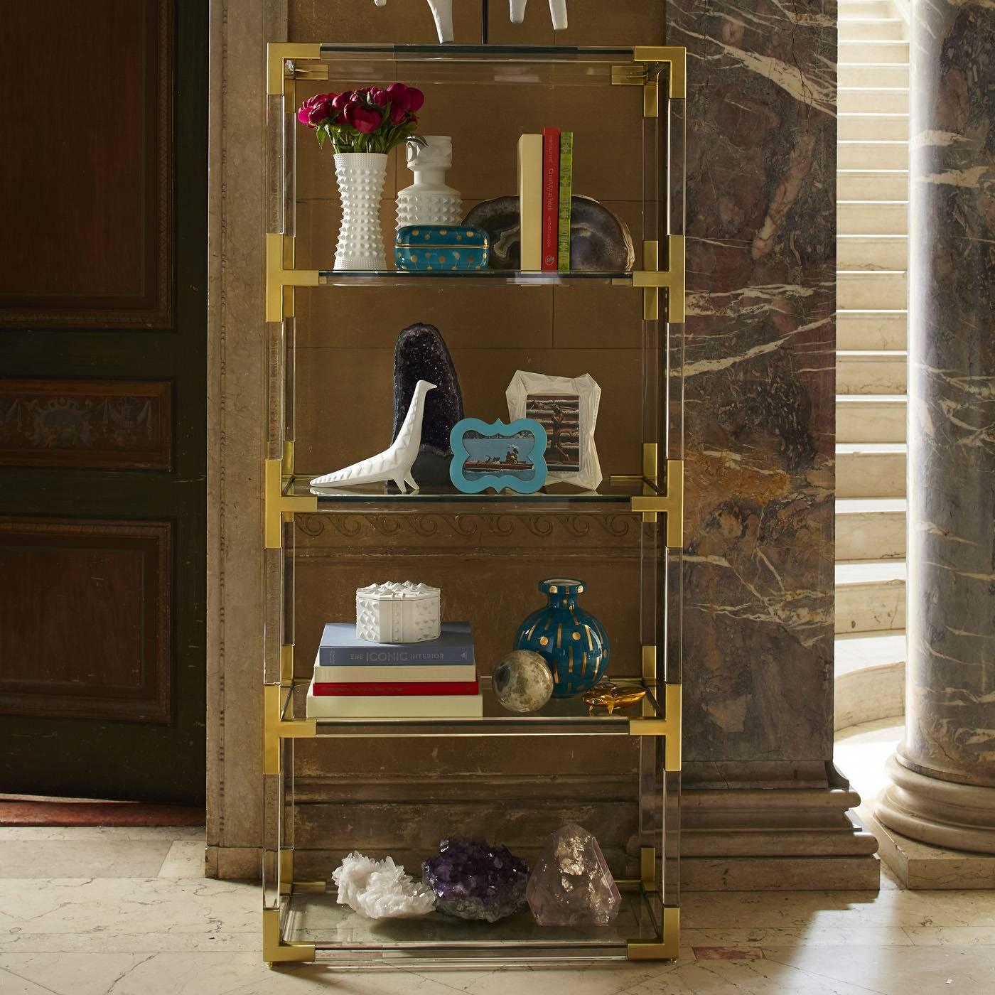 Jacques Lucite And Brass Étagère At 1Stdibs | Lucite Etagere, Brass ... throughout Behind the Scenes with Jacques Etagere and His Brass Masterpieces
