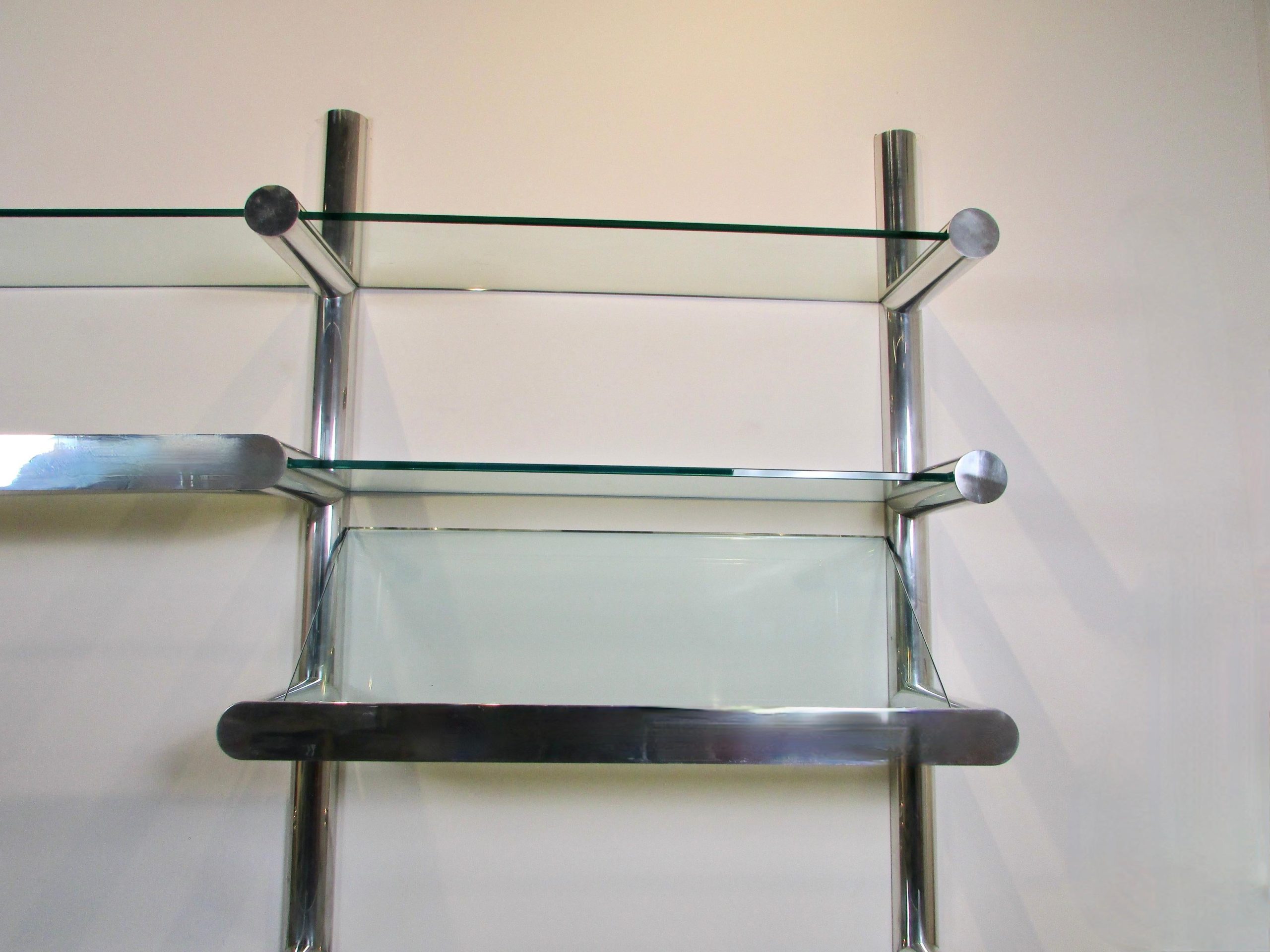 Janet Schweitzer For Pace Polished Aluminum Obra Wall Mount Shelving ... regarding The hidden benefits of incorporating glass wall storage into your home organization system