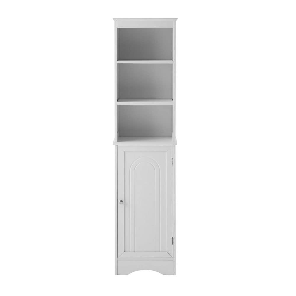 Jimsmaison 15 In. W X 12 In. D X 60 In. H White Wood Linen Cabinet With ... in Annecy 15"Wx46"Hx12"D Linen Cabinet