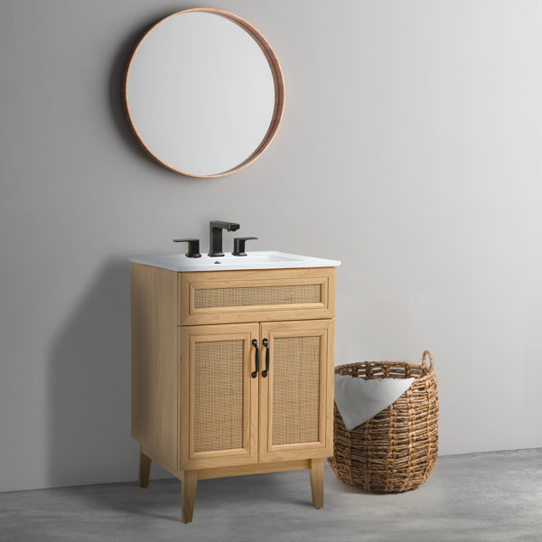 Jonathan Y Javer 24" Rattan Modern Farmhouse 2-Shelf Bath Vanity ... in Understanding the Appeal of Farmhouse Style Bathroom Storage Solutions