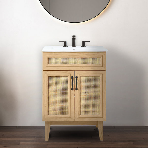 Jonathan Y Javer 24" Rattan Modern Farmhouse 2-Shelf Bath Vanity ... pertaining to 36" Modern Farmhouse 2-Shelf Bath Vanity Cabinet Only (Sink Basin Not Included)