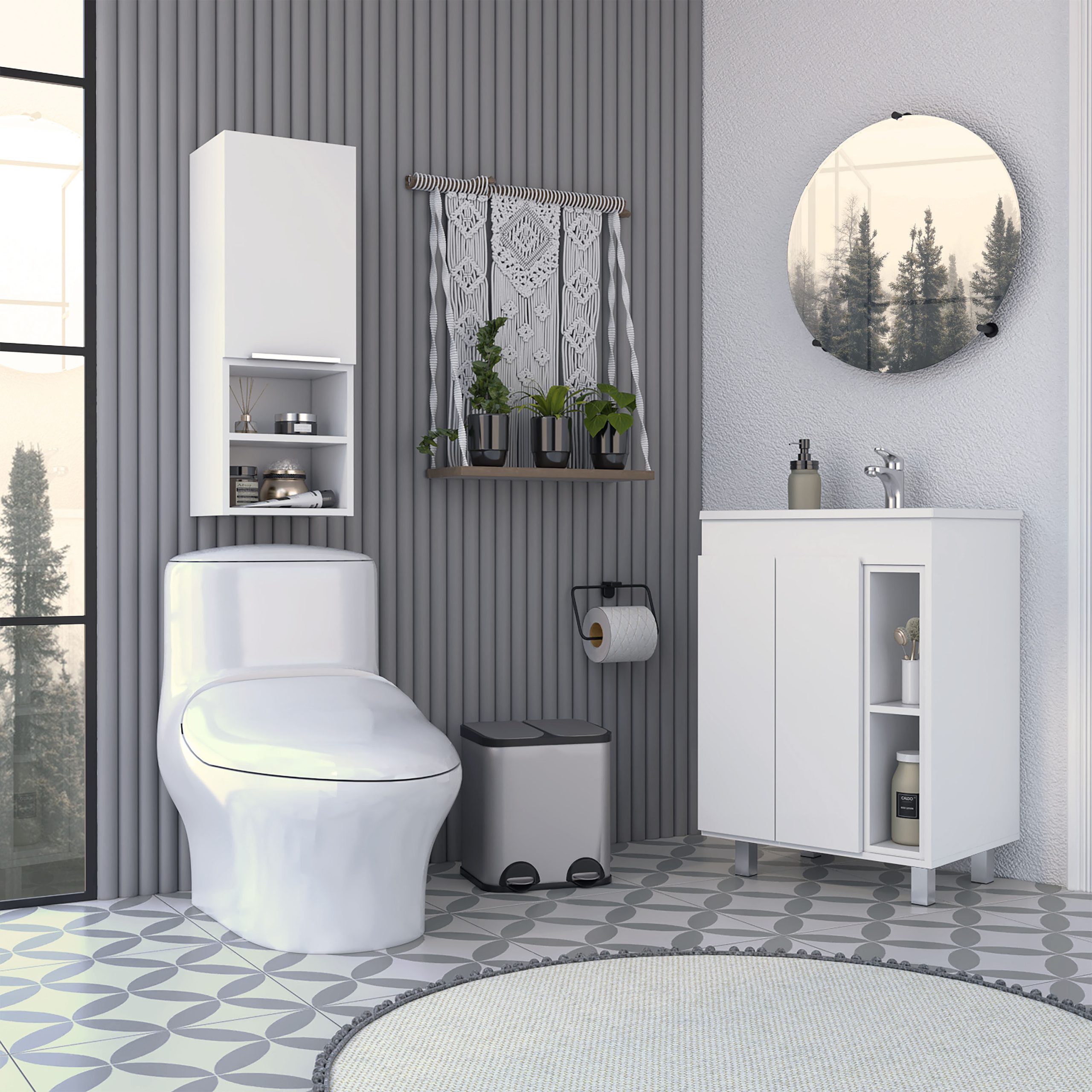 Latitude Run® Depot E-Shop Kaylyn 2 Piece Bathroom Set, Vanity Sink ... with regard to The Psychology Behind Choosing White Bathroom Furniture