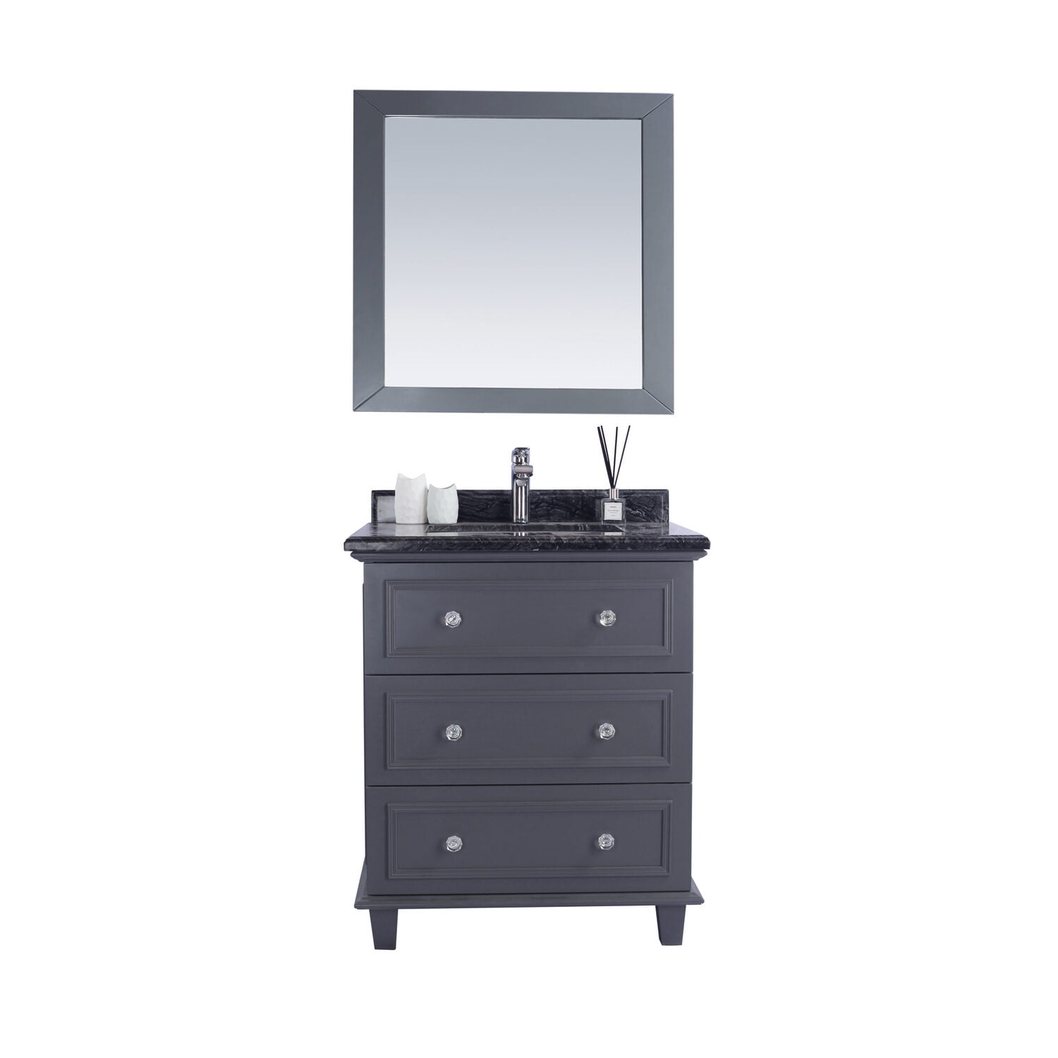 Laviva Luna - 30 - Maple Grey Cabinet Black Wood Marble Countertop ... pertaining to Luna, 30" Maple Gray Cabinet