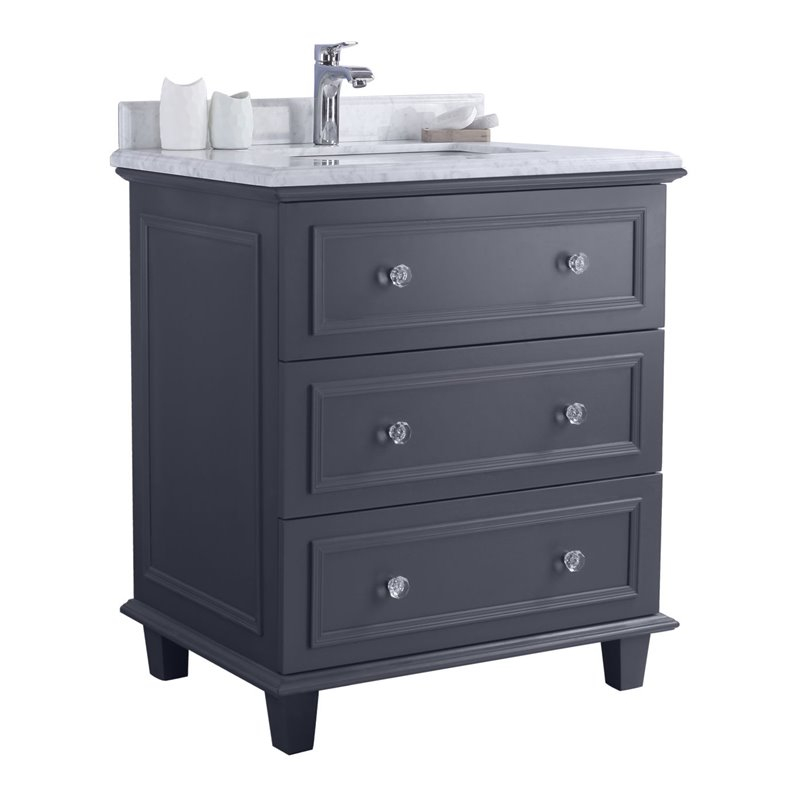 Laviva Luna 30" Wood Cabinet With Carrara Marble Countertop In Maple ... within Design Insights from Luna's 30 inch Maple Gray Cabinet Collection