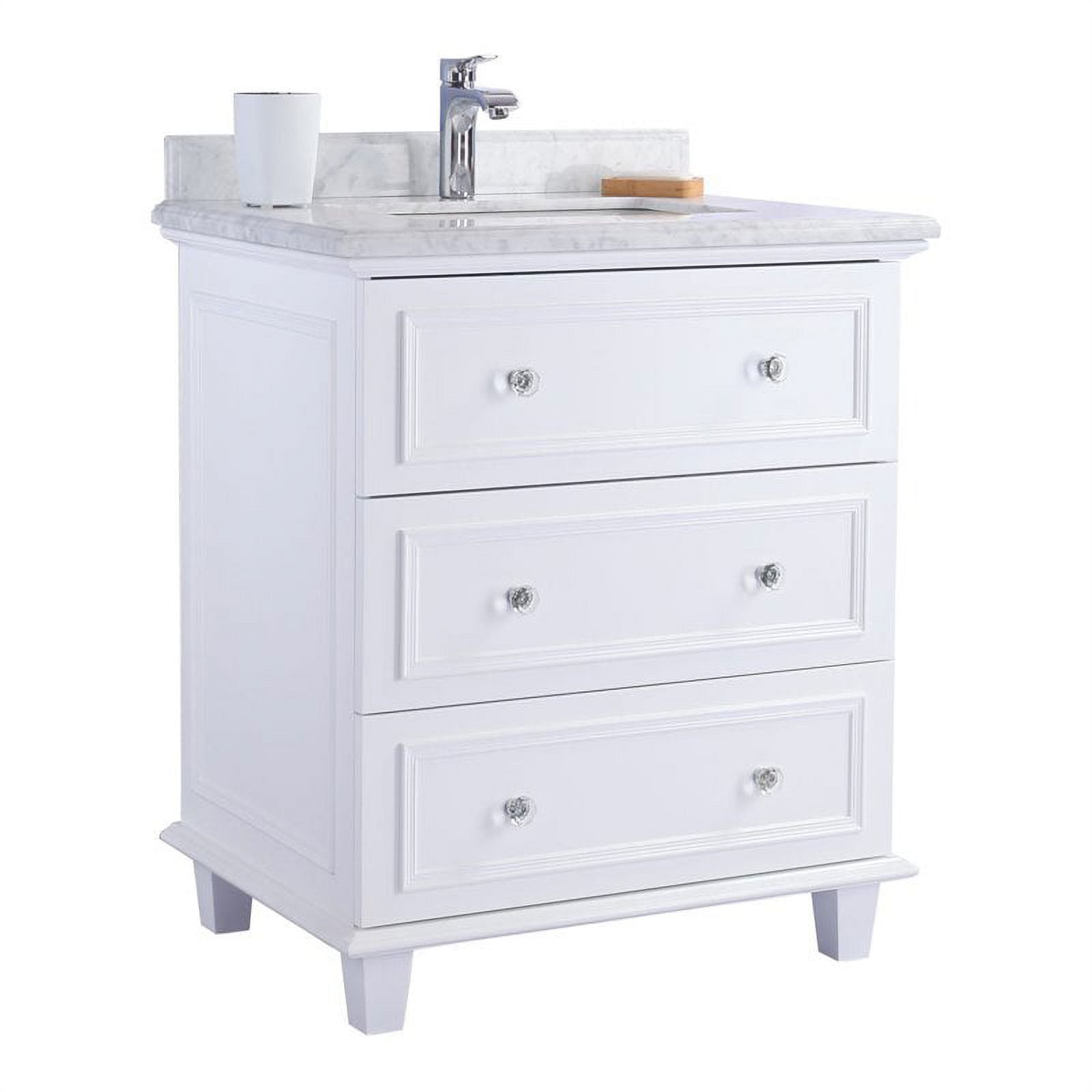 Laviva Luna 30" Wood Cabinet With Carrara Marble Countertop In White ... regarding Design Insights from Luna's 30 inch Maple Gray Cabinet Collection
