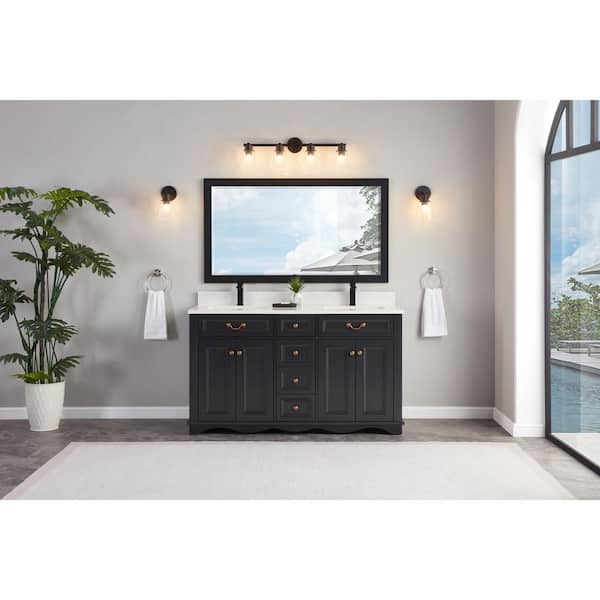 Legion Furniture Ws2514-60-Tb 60 In. Double Sink Sink Vanity Tricorn ... for Legion Furniture Ws2512 Series Bathroom Sink Vanity, Tricorn Black, 60"