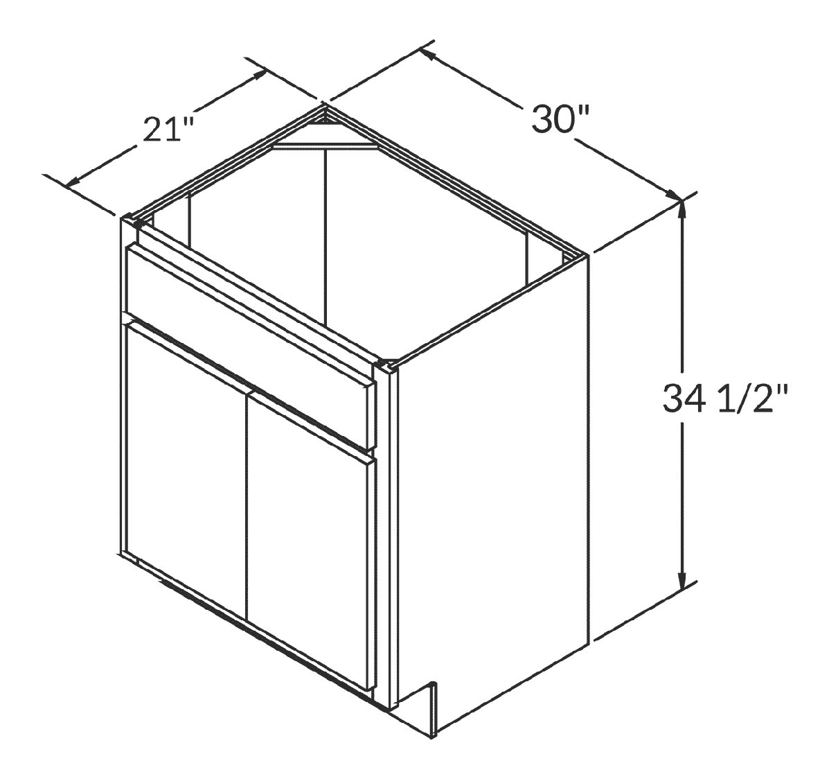 Lesscare Newport Vanity Sink Base Cabinets 24", 30", 36" Wide, 30"W X ... intended for Newport Vanity Sink Base Cabinet