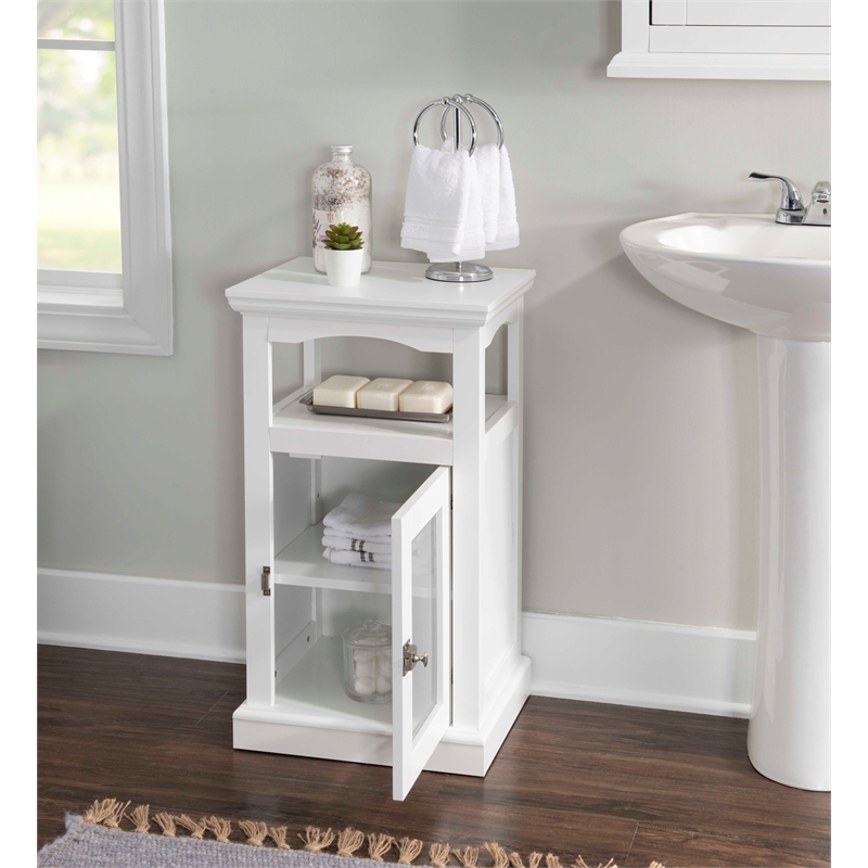 Linon Scarsdale Demi Wood Cabinet In White | Homesquare with Scarsdale Demi Cabinet White