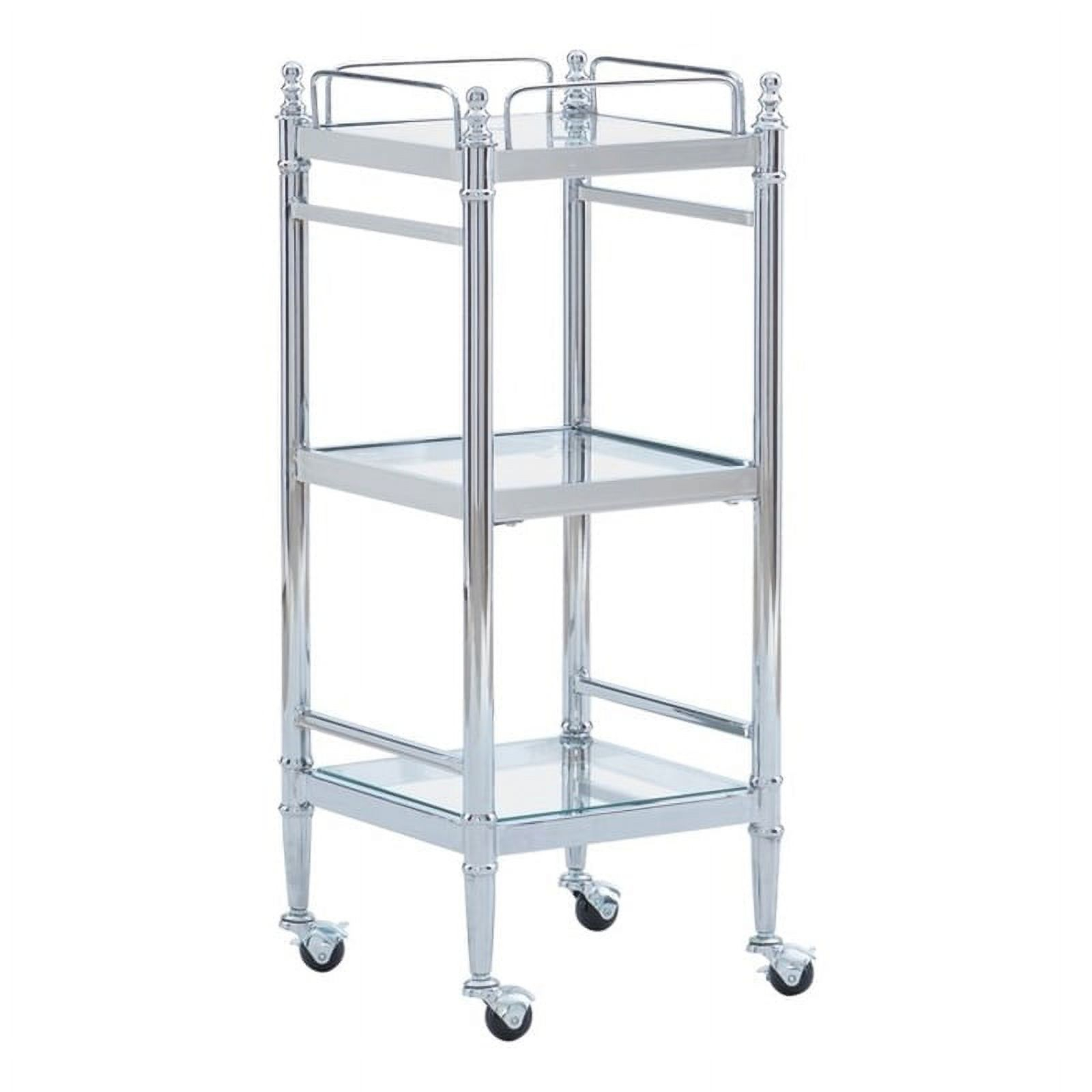 Linon Summit Metal And Glass Cart In Chrome - Walmart.com pertaining to Linon Summit Metal And Glass Floor Console In Chrome