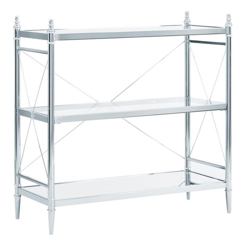 Linon Summit Metal And Glass Floor Console In Chrome - Walmart.com regarding Linon Summit Metal And Glass Floor Console In Chrome
