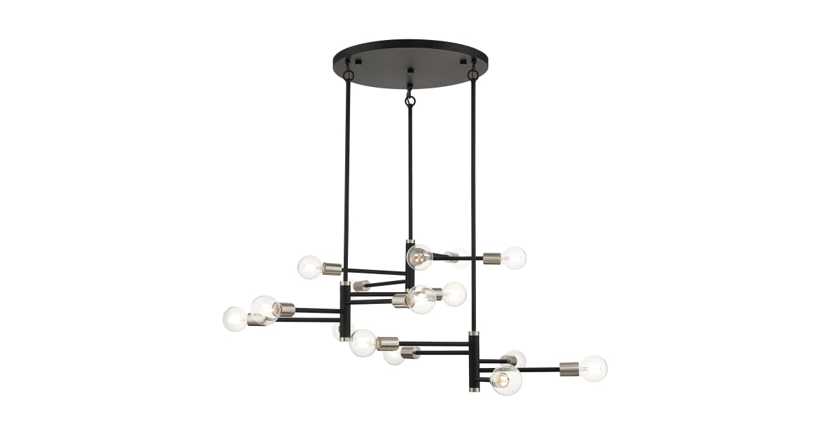 Livex Lighting 45869-04 Bannister 15 Light 41" Wide Multi Light Pendant ... with Bannister 8 Light Island Light, Black With Brushed Nickel Accents