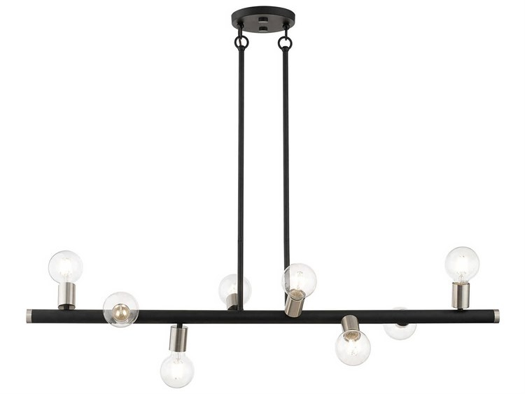Livex Lighting Bannister 8-Light Black Brushed Nickel Linear Island ... with regard to Bannister 8 Light Island Light, Black With Brushed Nickel Accents
