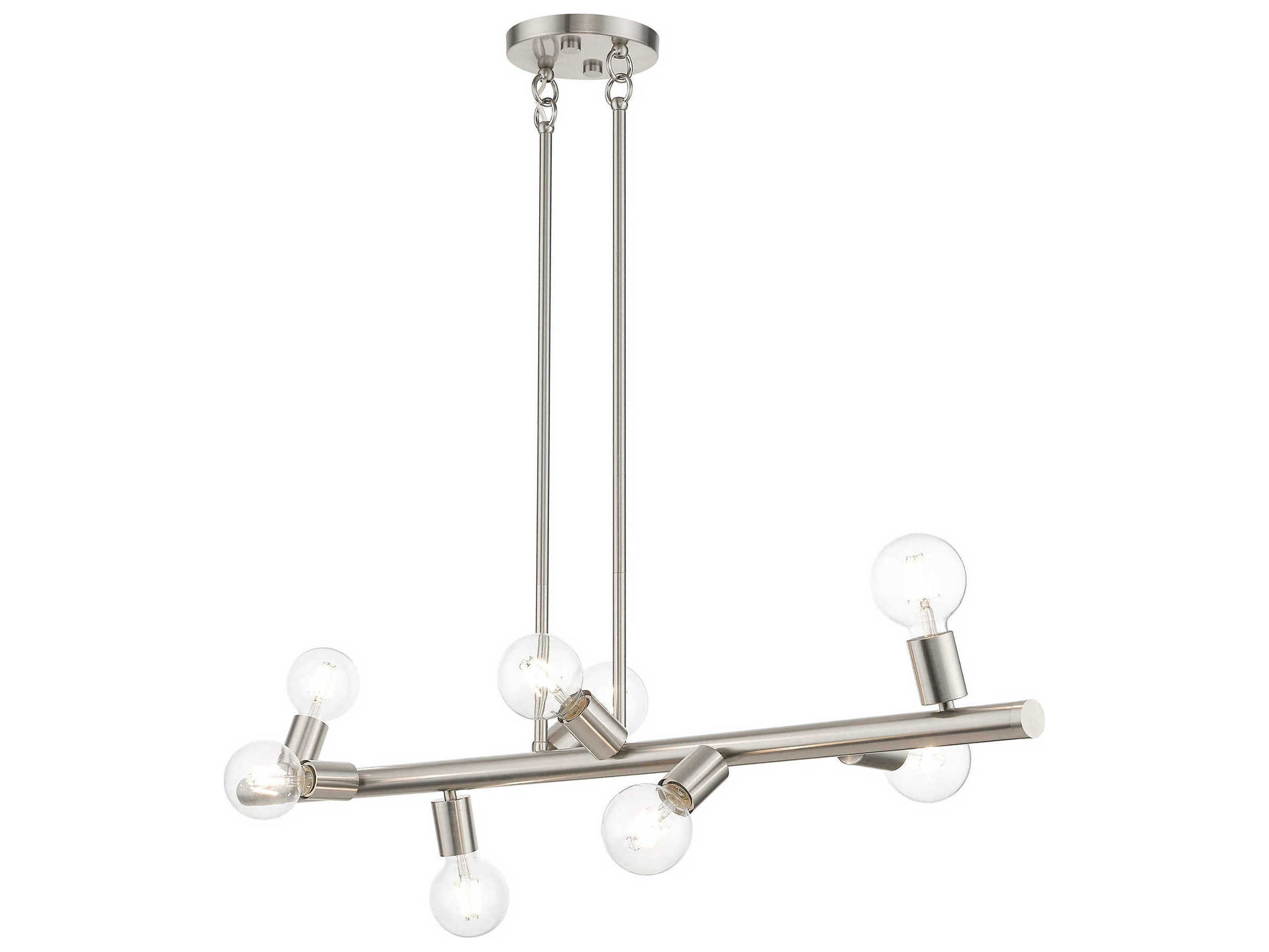 Livex Lighting Bannister 8-Light Brushed Nickel Linear Island Pendant ... for Bannister 8 Light Island Light, Black With Brushed Nickel Accents