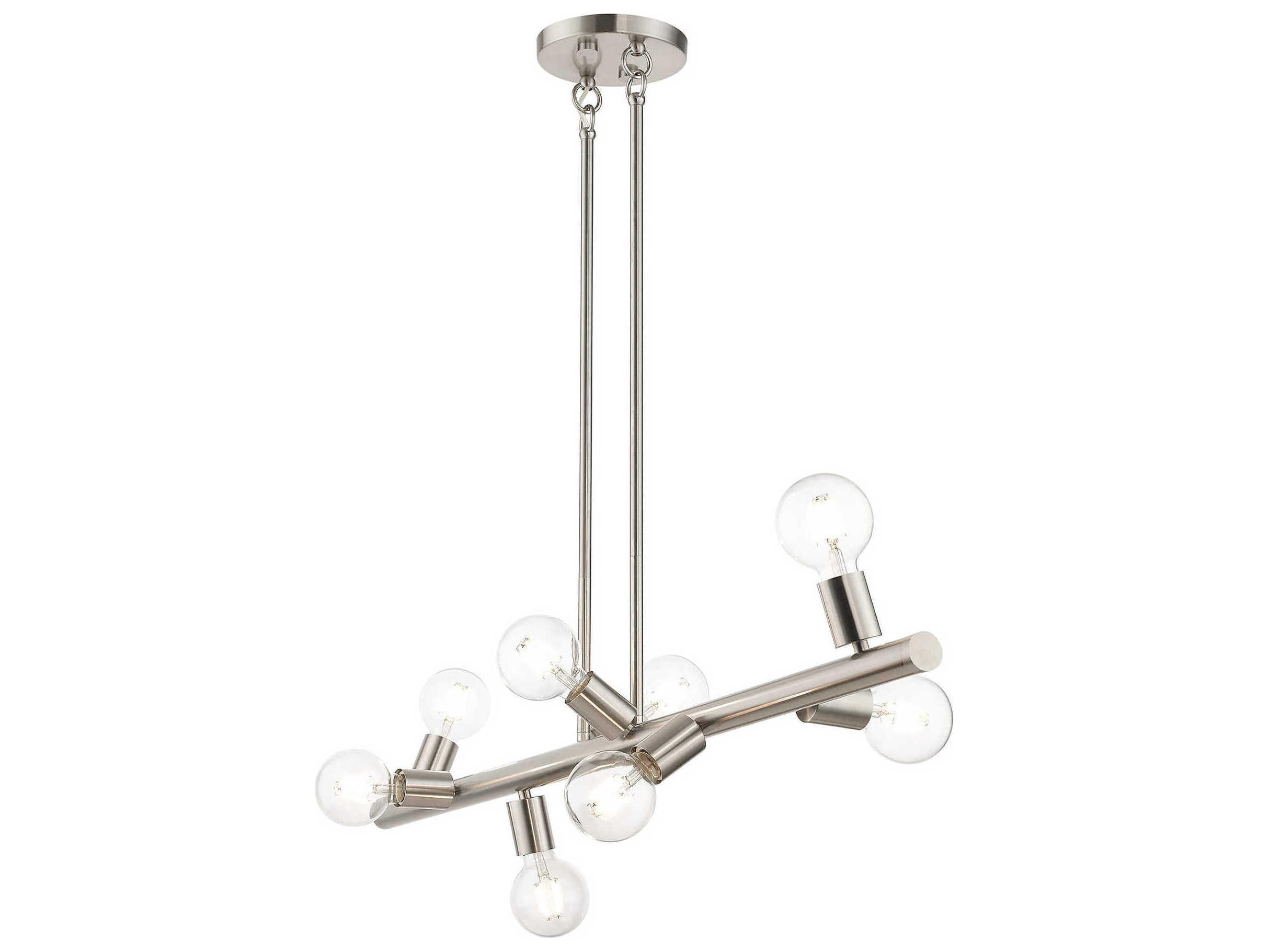 Livex Lighting Bannister 8-Light Brushed Nickel Linear Island Pendant ... intended for Bannister 8 Light Island Light, Black With Brushed Nickel Accents