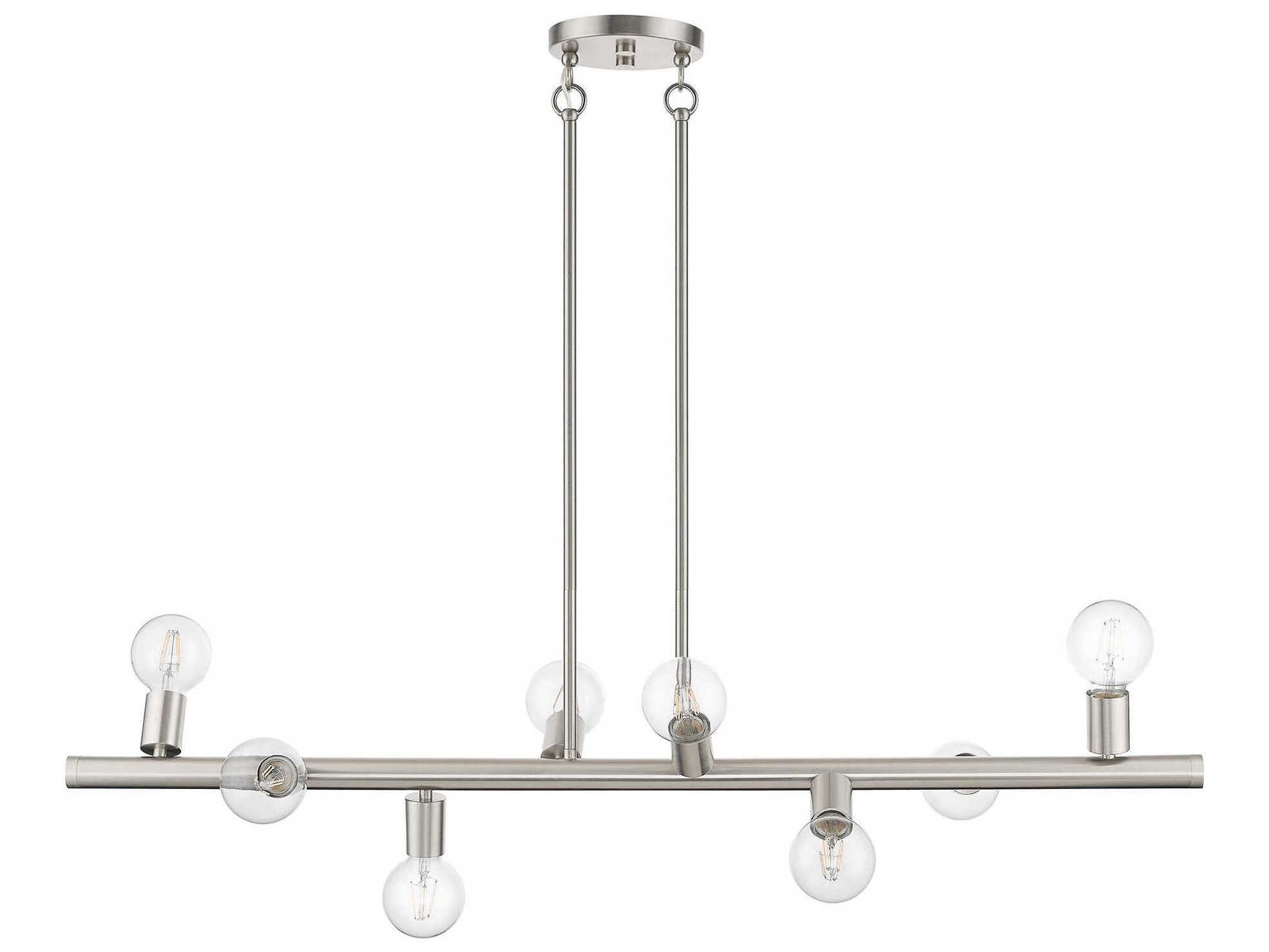Livex Lighting Bannister 8-Light Brushed Nickel Linear Island Pendant ... throughout Bannister 8 Light Island Light, Black With Brushed Nickel Accents