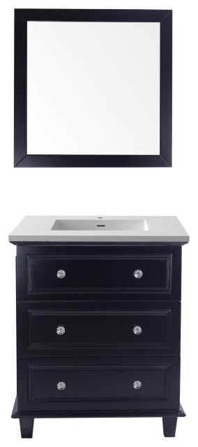 Luna 30" Espresso Bathroom Vanity With Matte Viva Stone Solid Surface ... throughout Luna, 30" Espresso Cabinet