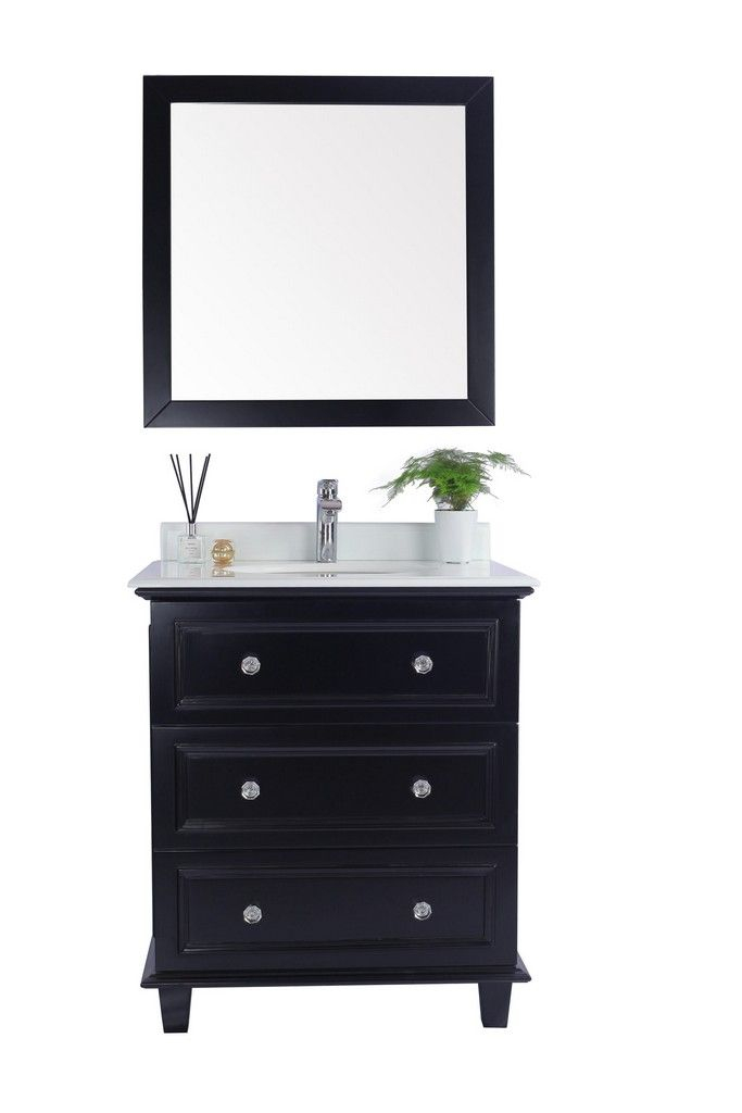 Luna - 30 - Espresso Cabinet With Pure White Phoenix Stone Countertop ... in Mastering Your Coffee Routine with the Luna 30" Espresso Cabinet