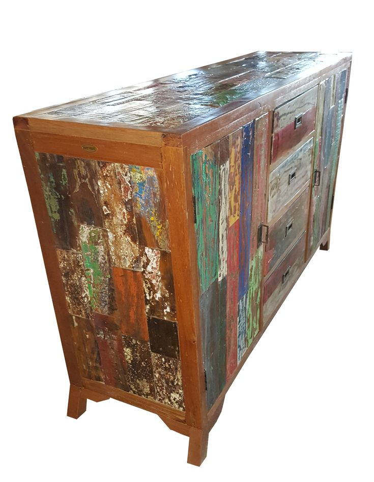 Marina Del Rey Cone Shaped Buffet Made From Recycled Teak Wood Boats ... with Marina Del Rey Recycled Teak Wood Cone Shaped Linen Cabinet, 75Wx41H"