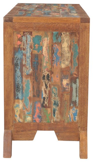Marina Del Rey Recycled Teak Wood Cone Shaped Linen Cabinet, 72Wx33H ... in Marina Del Rey's influence on modern recycled wood design
