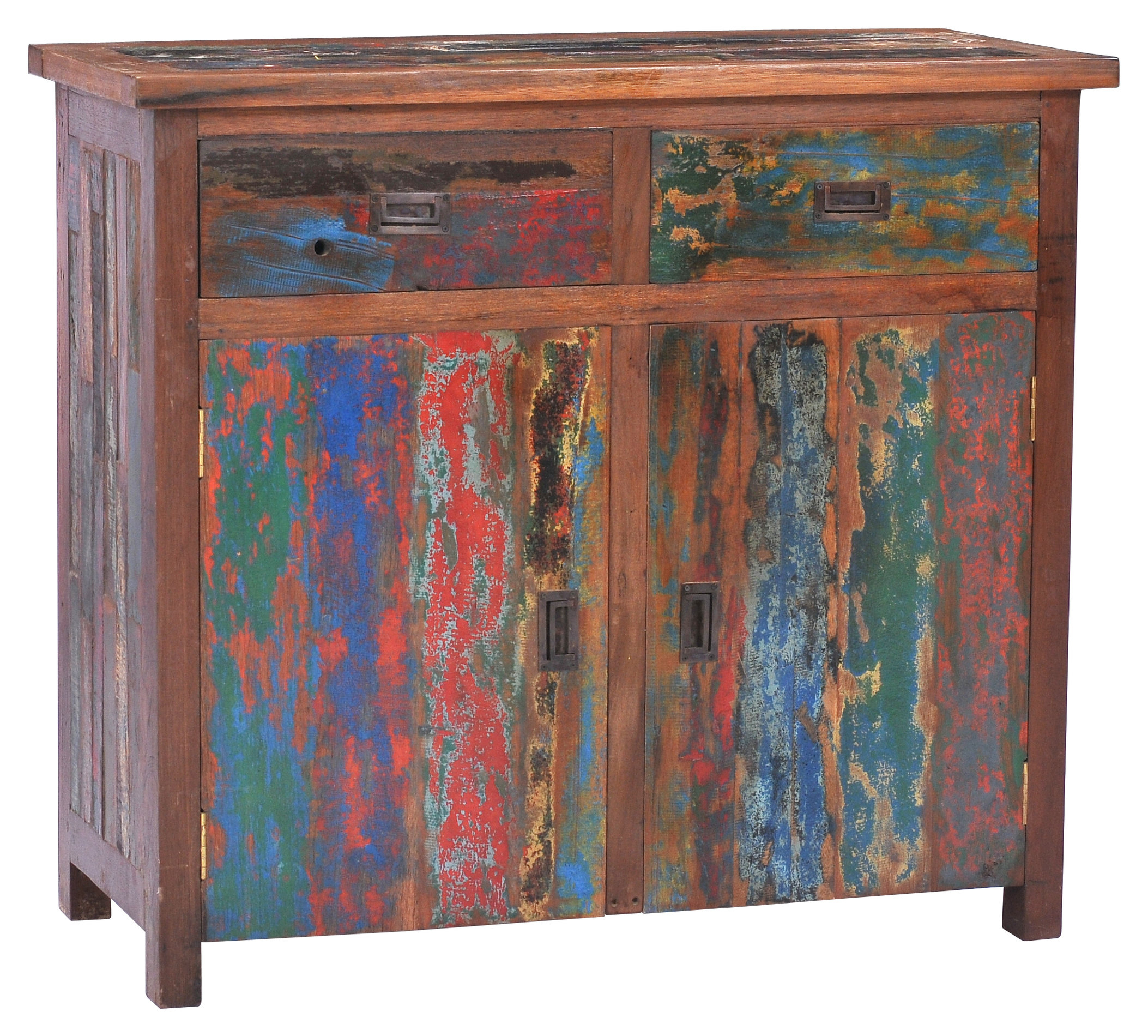 Marina Del Rey Recycled Teak Wood Linen Cabinet, 2 Doors And 2 Drawers ... pertaining to Marina Del Rey Recycled Teak Wood Cone Shaped Linen Cabinet, 75Wx41H"