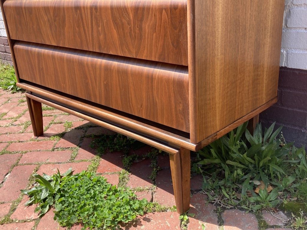 Mid Century Modern Walnut & Cane Gentleman's Chest, Reversible Panels ... regarding Mid-Century Modern High Chest, Walnut Stain