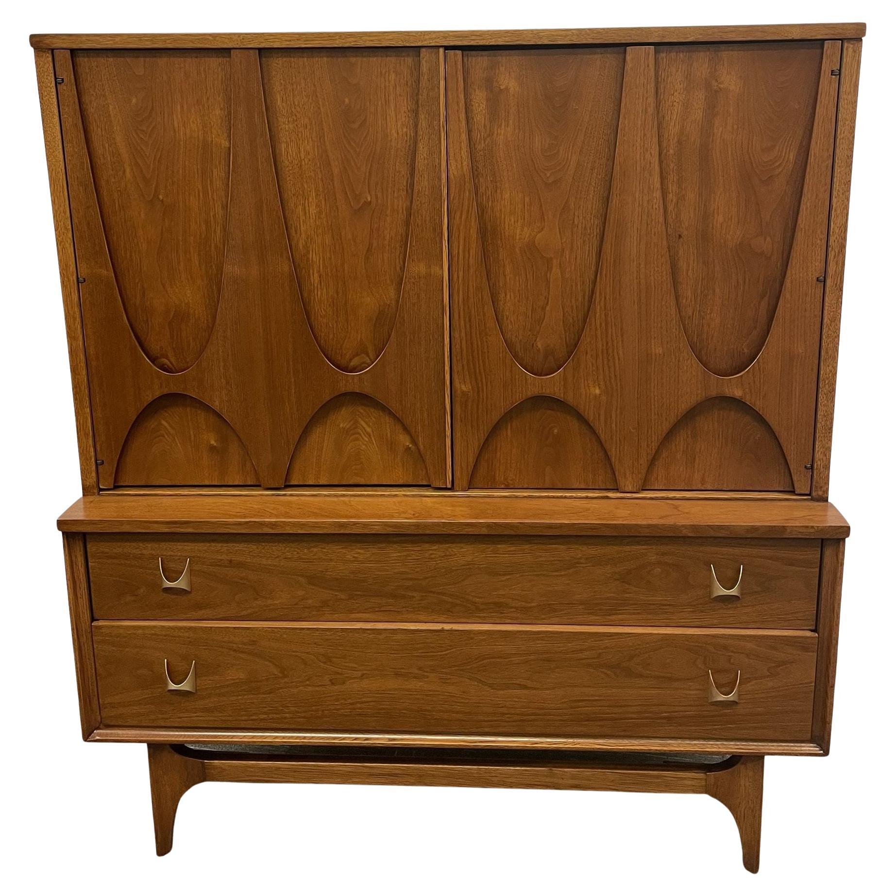 Mid-Century Modern Walnut Gentlemen's High Chest Chifferobe Armoire At ... in Mid-Century Modern High Chest, Walnut Stain