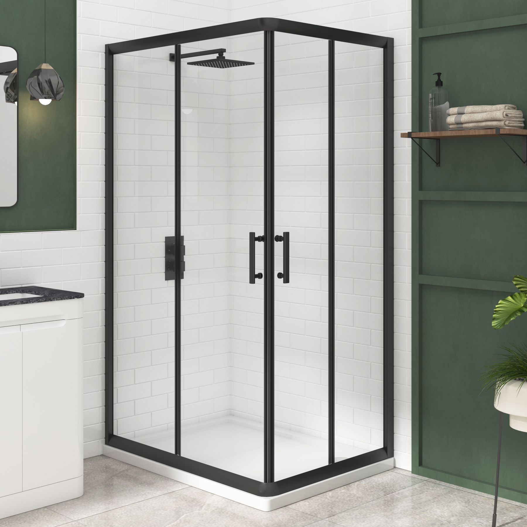 Milan Matt Black Rectangular Corner Entry Shower Enclosure - 6Mm ... with Understanding the Benefits of Aeri Rectangular Non-Sliding Door Systems