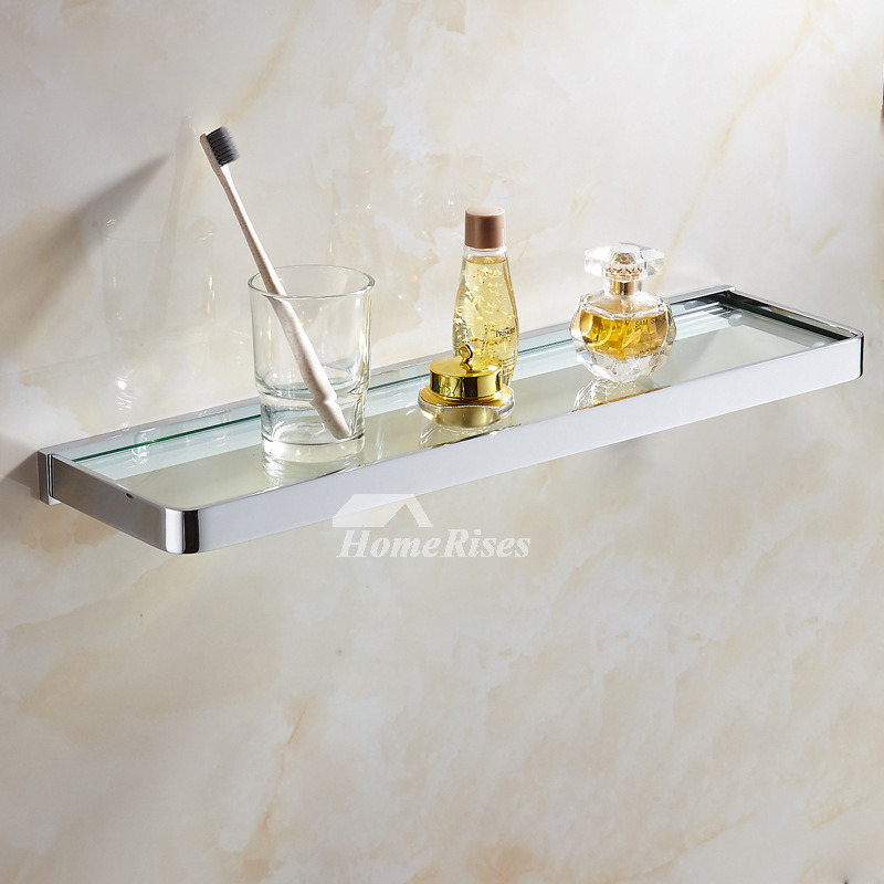 Modern Chrome 20 Inch Glass Bathroom Shelf Wall Mounted Phone Holder ... within Enzo Contemporary Stainless Steel Glass Vanity Shelf, Chrome