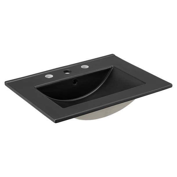 Modway Cayman 24.5'' White Ceramic Rectangular Drop-In Bathroom Sink ... regarding Cayman 18 Bathroom Sink