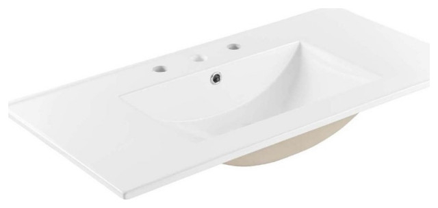 Modway Cayman 36" X 18" Basin Modern Ceramic Bathroom Sink In White ... pertaining to Cayman 18 Bathroom Sink