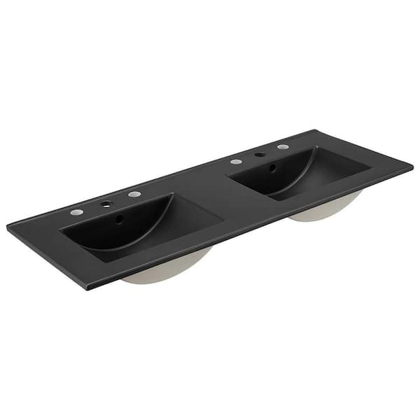 Modway Cayman 48 In. Double Basin Bathroom Sink In Black Eei-5073-Blk ... with regard to Cayman 48 Single Basin Bathroom Sink