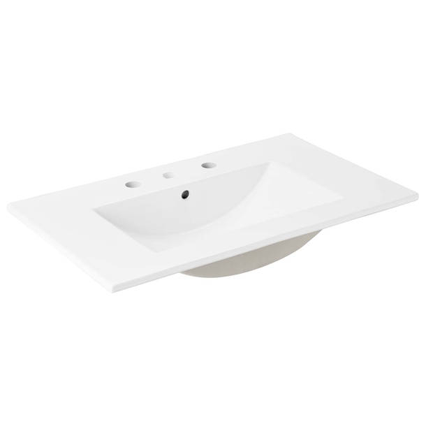 Modway Cayman White Ceramic Rectangular Drop-In Bathroom Sink & Reviews ... for How Cayman 48 Single Basin Bathroom Sink Transforms Small Bathroom Spaces