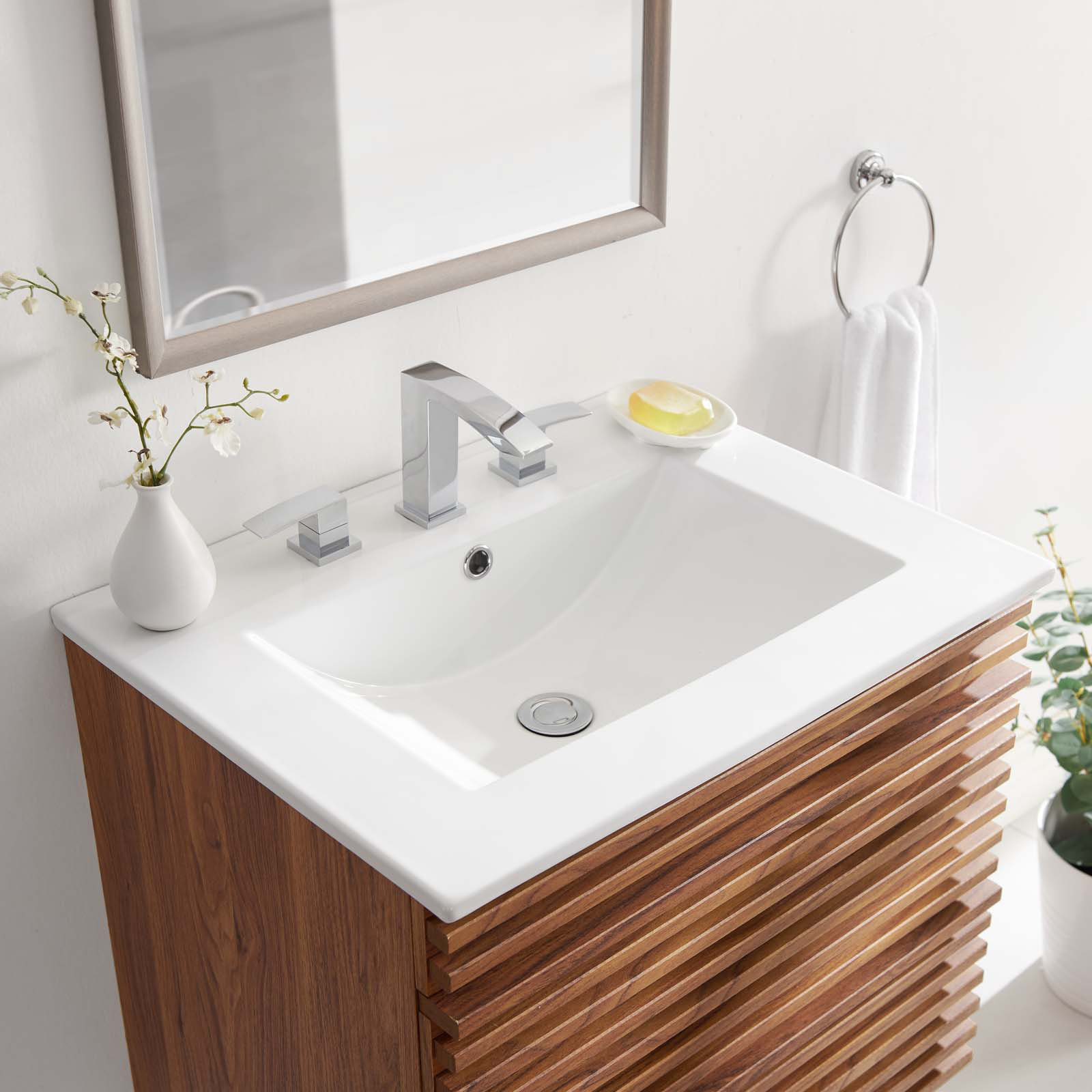 Modway Cayman White Ceramic Rectangular Drop-In Bathroom Sink & Reviews ... inside How to Choose the Right Cayman 18 Bathroom Sink for Your Home