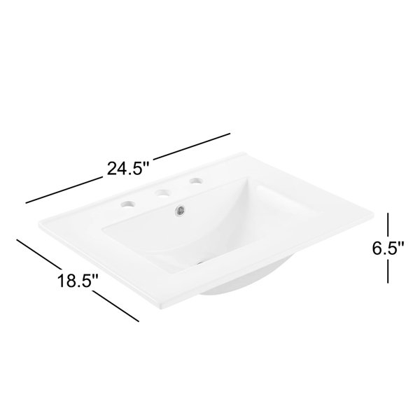 Modway Cayman White Ceramic Rectangular Drop-In Bathroom Sink & Reviews ... regarding Cayman 18 Bathroom Sink