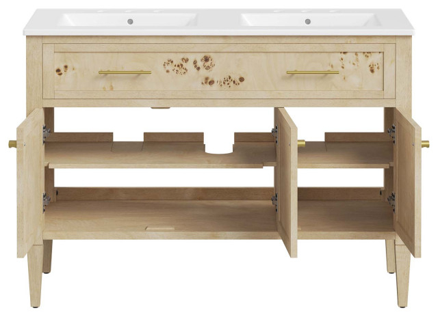 Modway Elysian 48" Double Sink Bathroom Vanity - Transitional ... throughout Choosing the Right Elysian 48 Wood Bathroom Vanity Cabinet for Your Space
