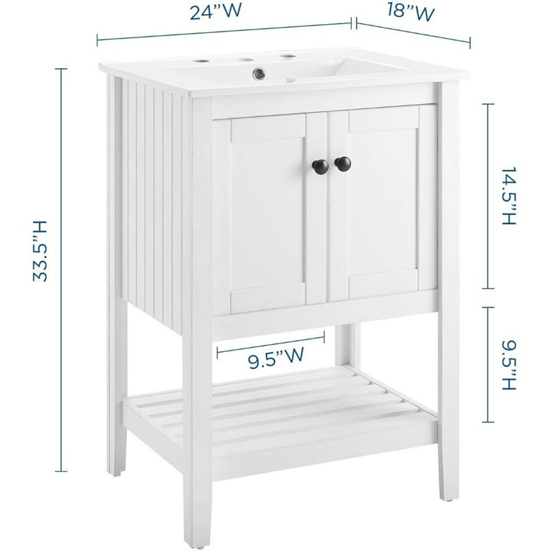 Modway Prestige 24" Modern Wooden Bathroom Vanity In White | Cymax Business intended for Understanding the appeal of white bathroom vanities in modern homes