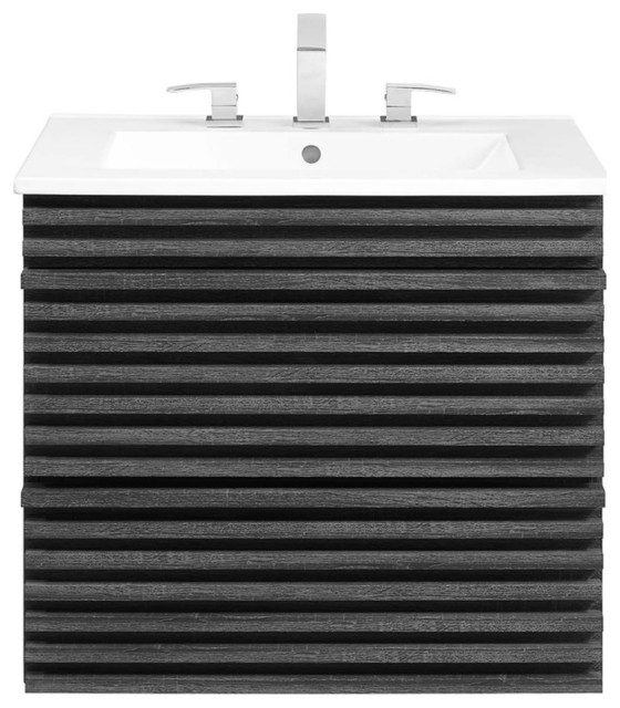 Modway Render 24.5" Mdf Wood Wall-Mount Bathroom Vanity In Charcoal ... pertaining to Maximizing Storage While Maintaining Style with Charcoal Vanity Units
