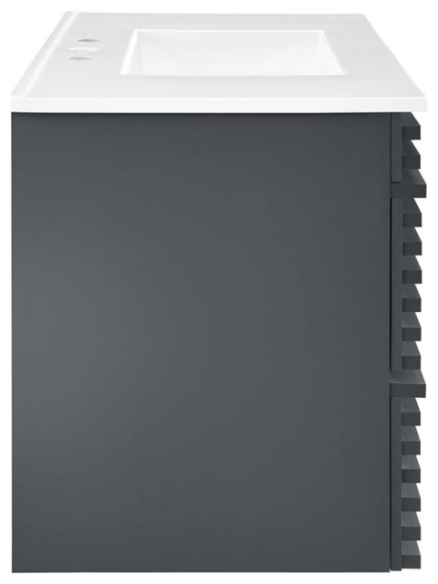 Modway Render 36" Mdf Wood Wall-Mount Bathroom Vanity In Gray/White ... intended for The Hidden Benefits of Choosing a 36 Wall-Mount Bathroom Vanity Cabinet for Your Home