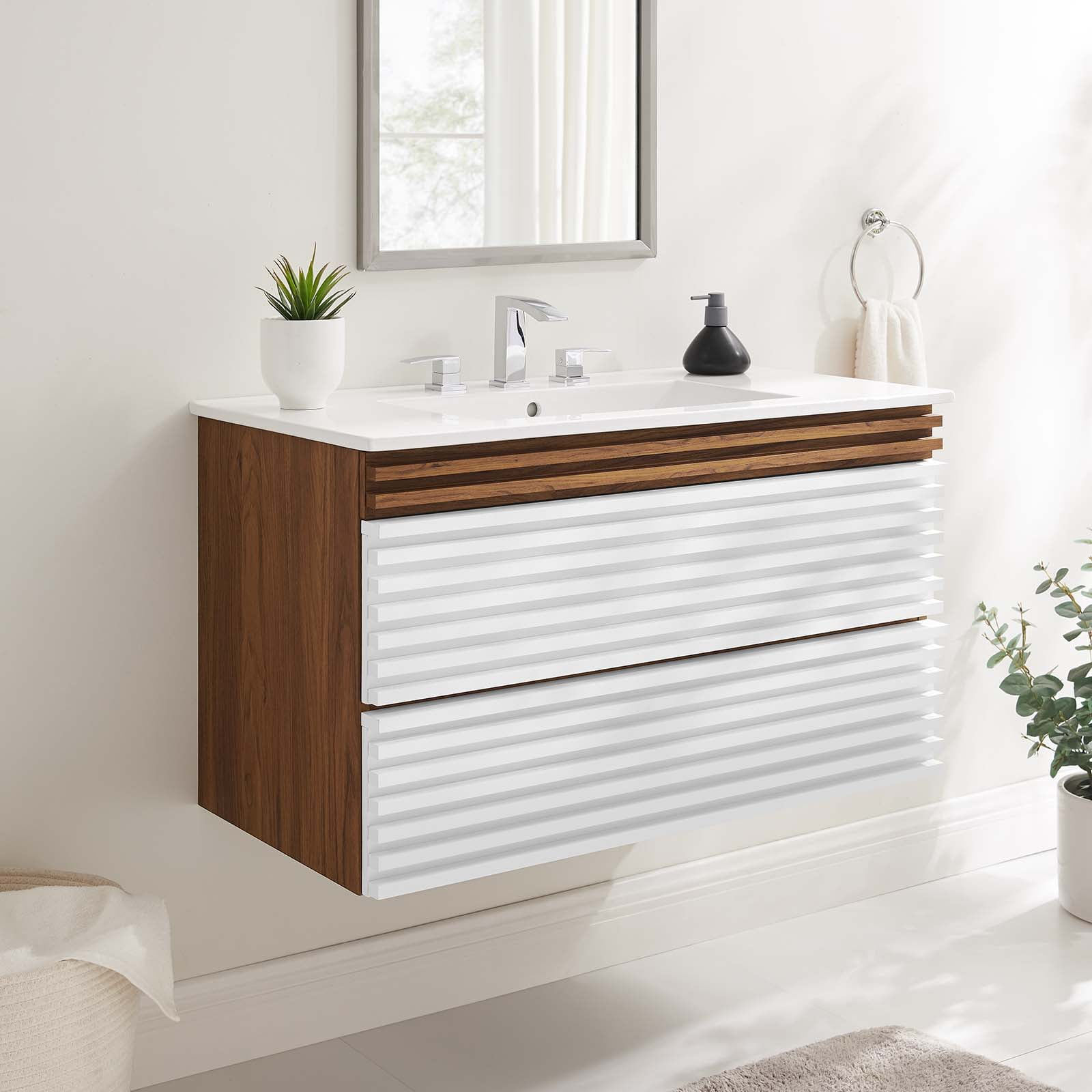 Modway Render 36" Wall-Mount Bathroom Vanity In White Walnut White ... with The Hidden Benefits of Choosing a 36 Wall-Mount Bathroom Vanity Cabinet for Your Home